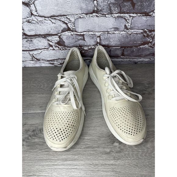 CROCS OFF WHITE Rubber Synthetic Light Lace Up WATER SHOES Men Sz 12M US/45EU - Picture 8 of 16